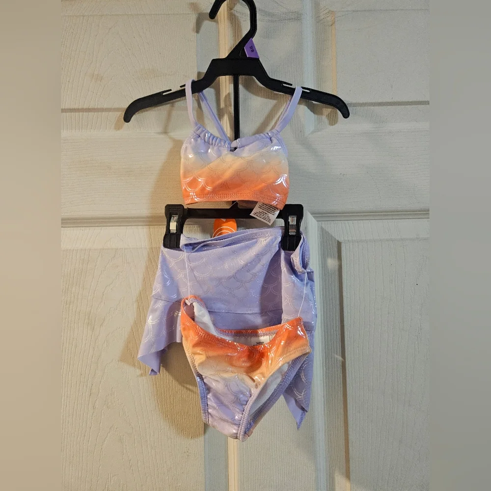 WONDER NATION BABY 3 PIECE MERMAID SWIMSUIT: NEW WITH TAGS: SIZE 12 MTH